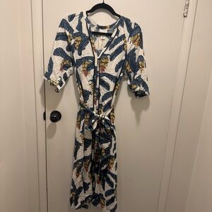Desmond & Dempsey by H&M Tropical Print Midi Shirt Dress
